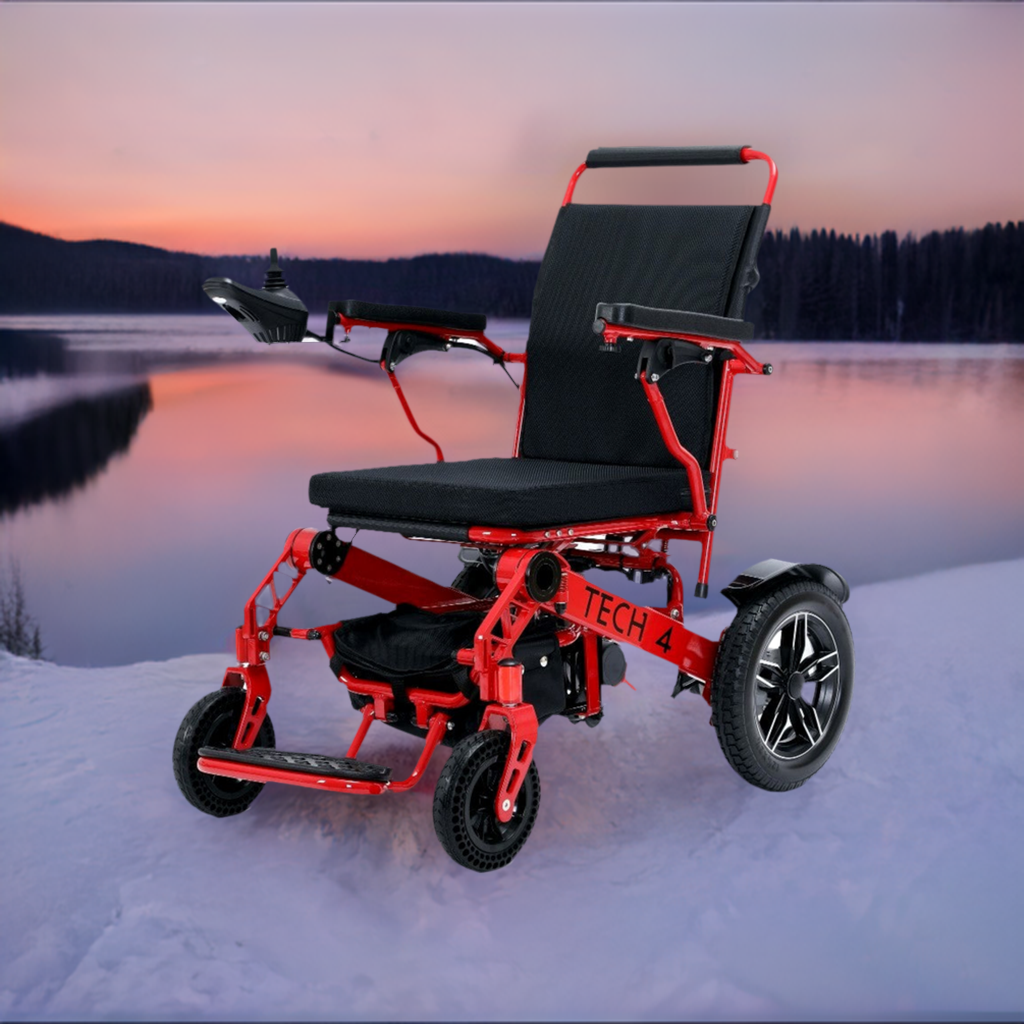 Open Box Tech 4 Remote-Controlled Lightweight Folding Electric Wheelchair